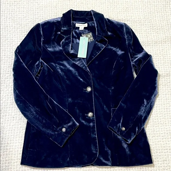 NWT’s Gorgeous Coldwater Creek Midnight Blue Velvet Blazer Size 8
